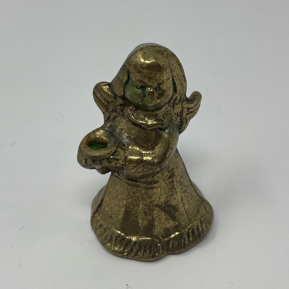 Vintage Christmas Holiday Miniature Brass Angel Figurine 2.5